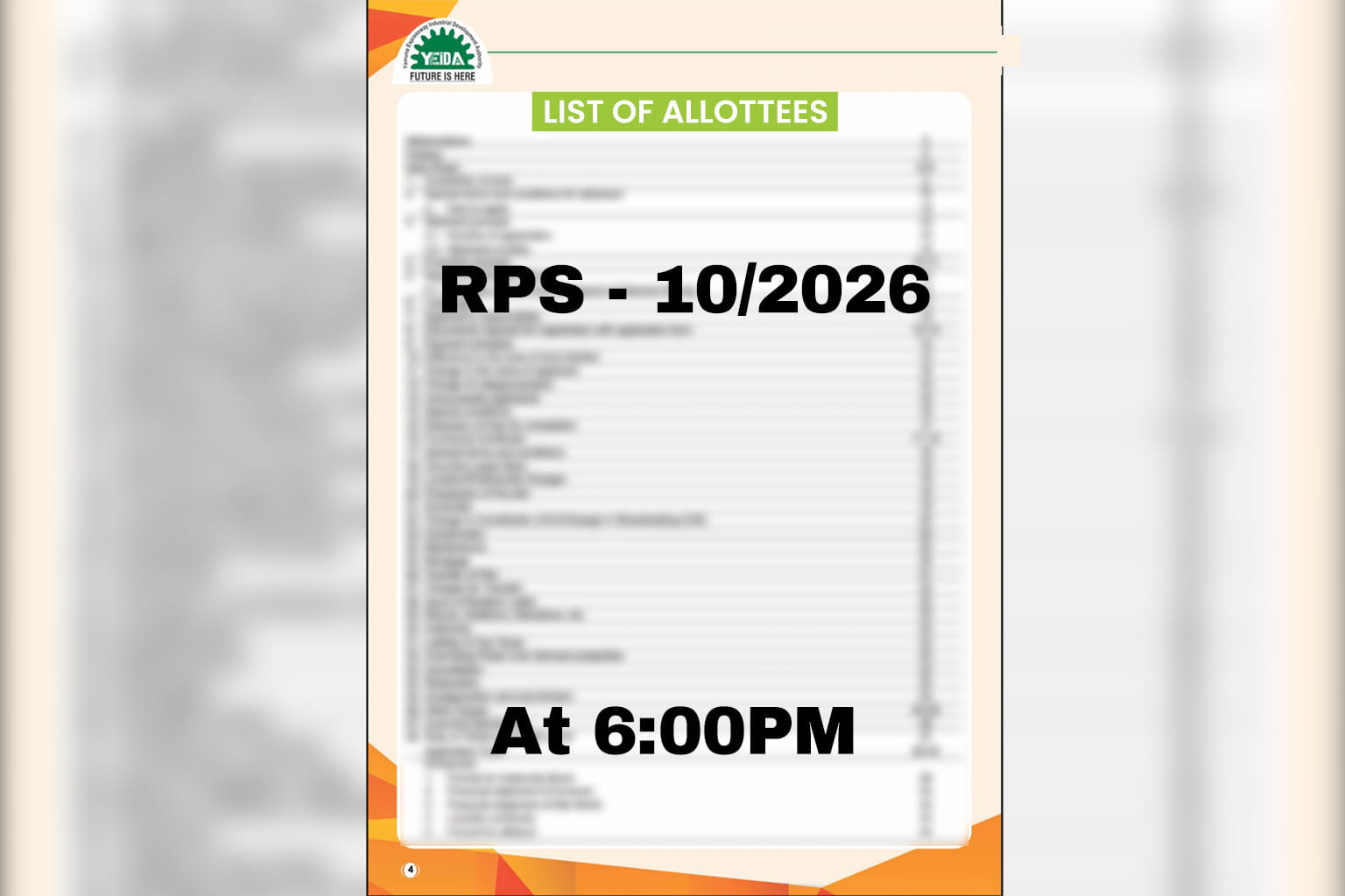 YEIDA Plot Results List:- 🔴LIVE Yamuna Authority Residential Plot Scheme RPS – 10/2026 | CARPET AREA