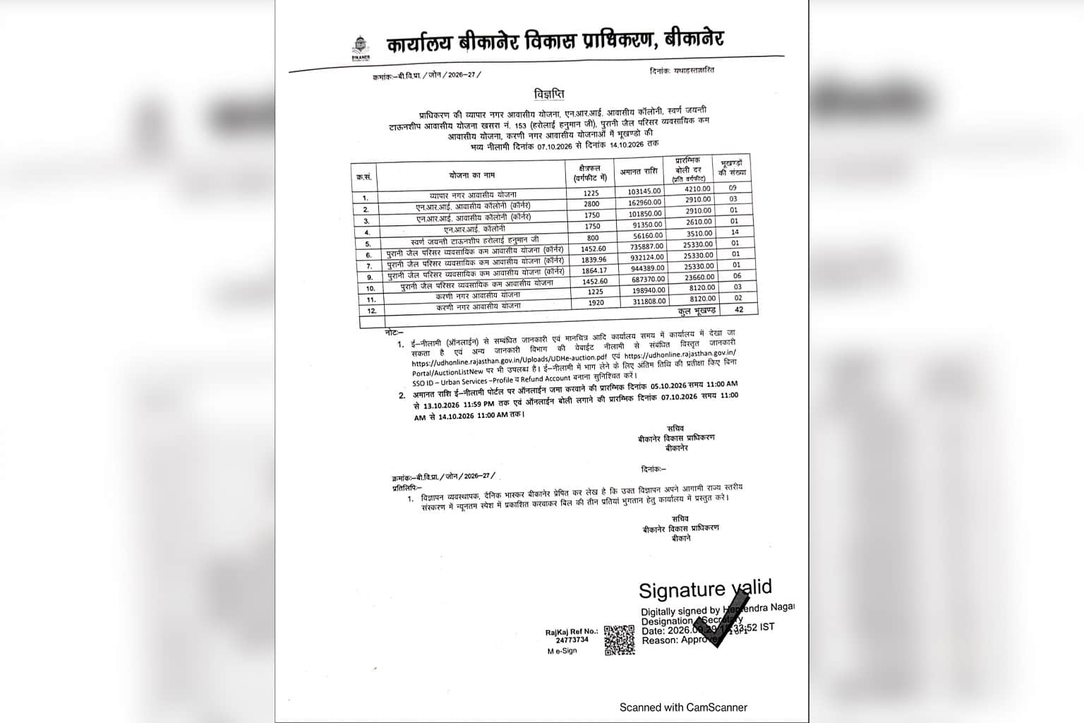 BDA Bikaner plot auction 2026: 42 plots from ₹28.08 lakh, prices, locations, EMD and important dates