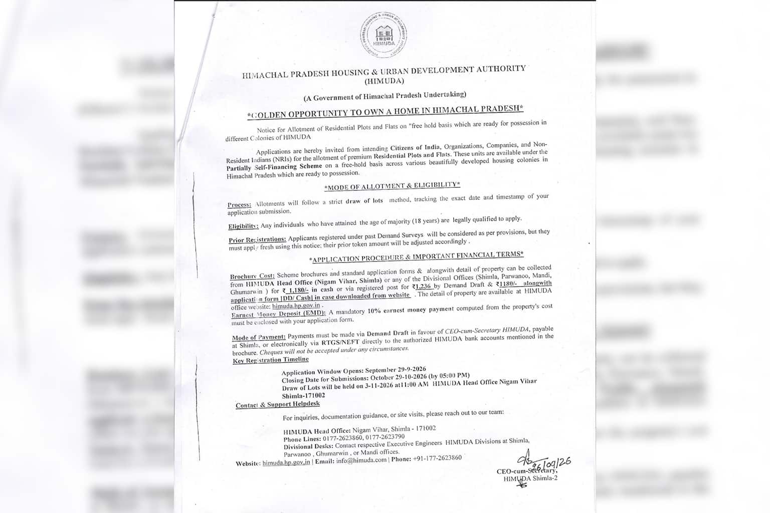 HIMUDA Housing Scheme 2026: 43 flats and 1 plot across Himachal Pradesh – Prices, locations, eligibility & last date